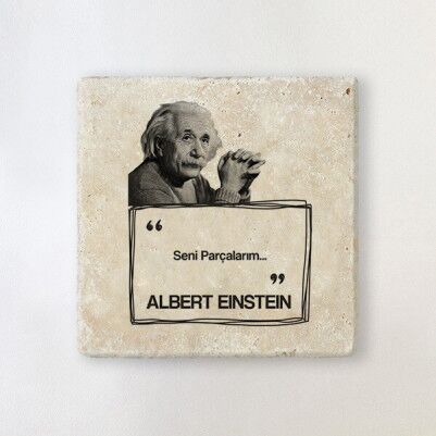  - Albert Einstein Esprili Taş Bardak Altlığı