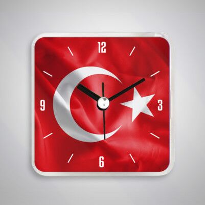  - Ay Yıldızlı Türk Bayrağı Saatli Buzdolabı Magneti