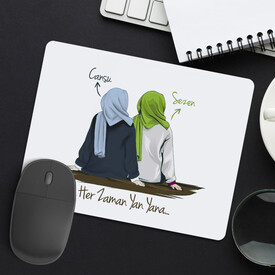  - İsme Özel İki Başörtülü Kız Arkadaş Mousepad