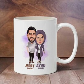 Sevgi Bağı Karikatürlü Kupa Ayıcık ve Yastık Seti - Thumbnail