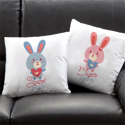  - Sevimli Tavşanlar İkili Yastık Seti